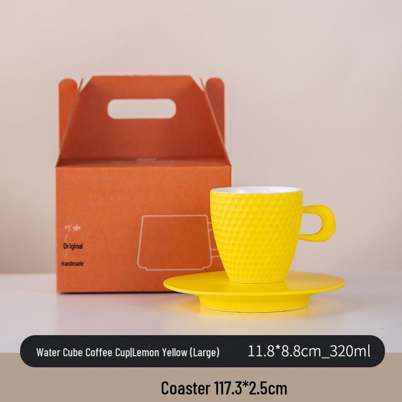 Elegant Handmade Retro Ceramic Coffee Cup & Saucer Set - Coarse Pottery Mug for Pour-Over Coffee