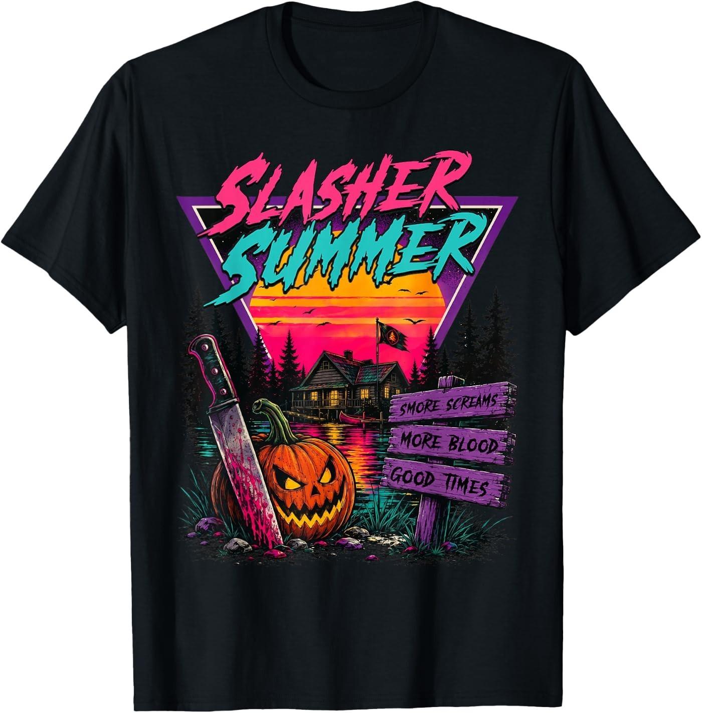Slasher Summer Retro Horror Camp for Men Women T-Shirt S