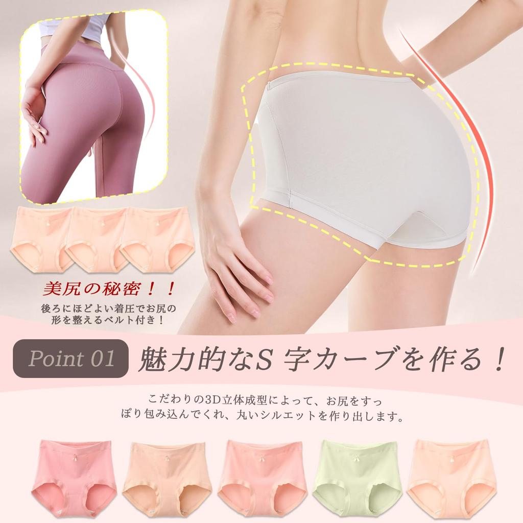 AIMUJINY Set of Cotton Breathable and Plus Size Panties 5-Piece Women's Deep-Leg Panties, 100% Cotton, Stretchy, (JP, Alphabet, XL, 5PCS-1)