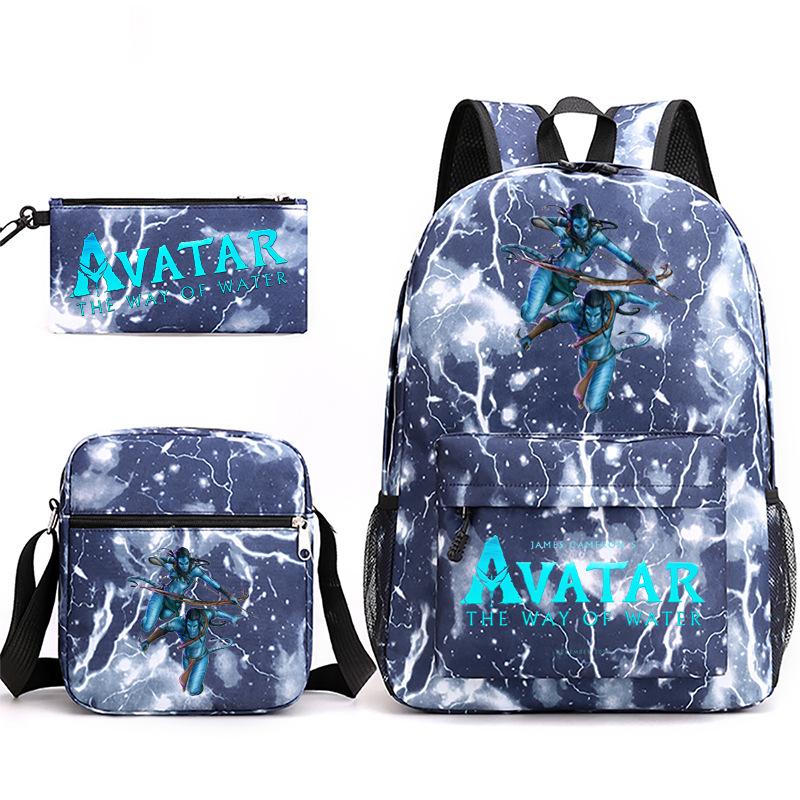 Large Capacity Schoolbag with Shoulder Strap; Student Three-piece Pencil Case Set