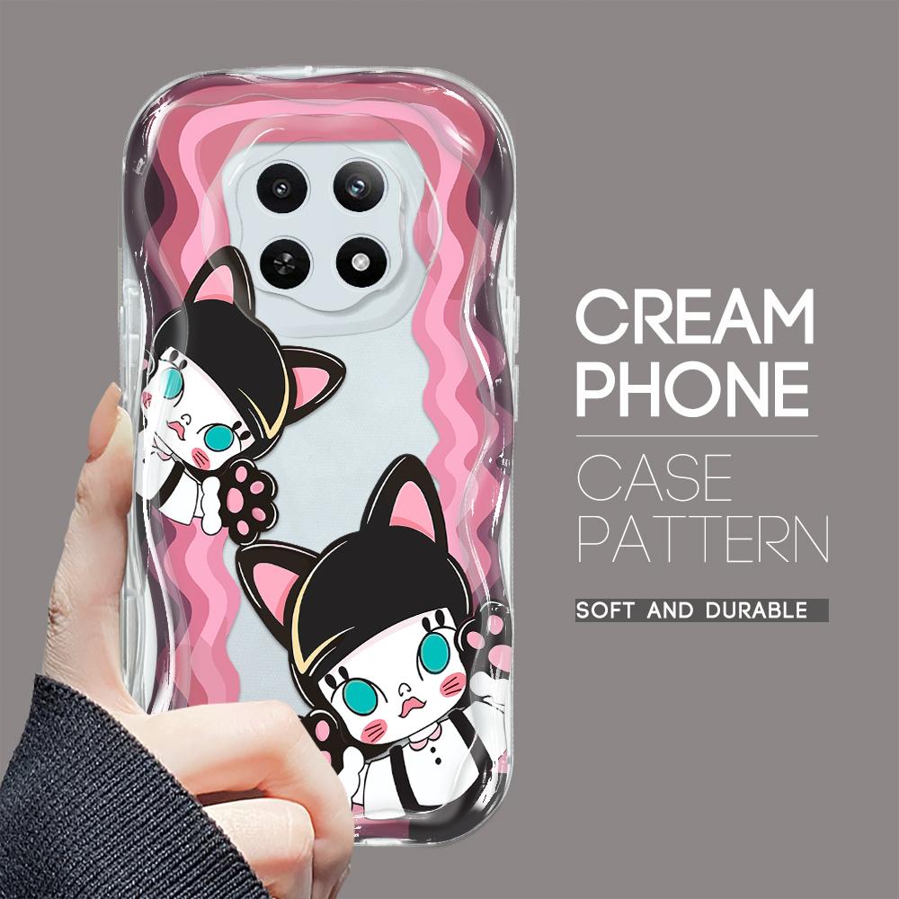 Cartoon Pattern Cream Texture Casing Wavy Edge Soft Silicone Cover Phone Case for OPPO Reno Realme OnePlus Vivo