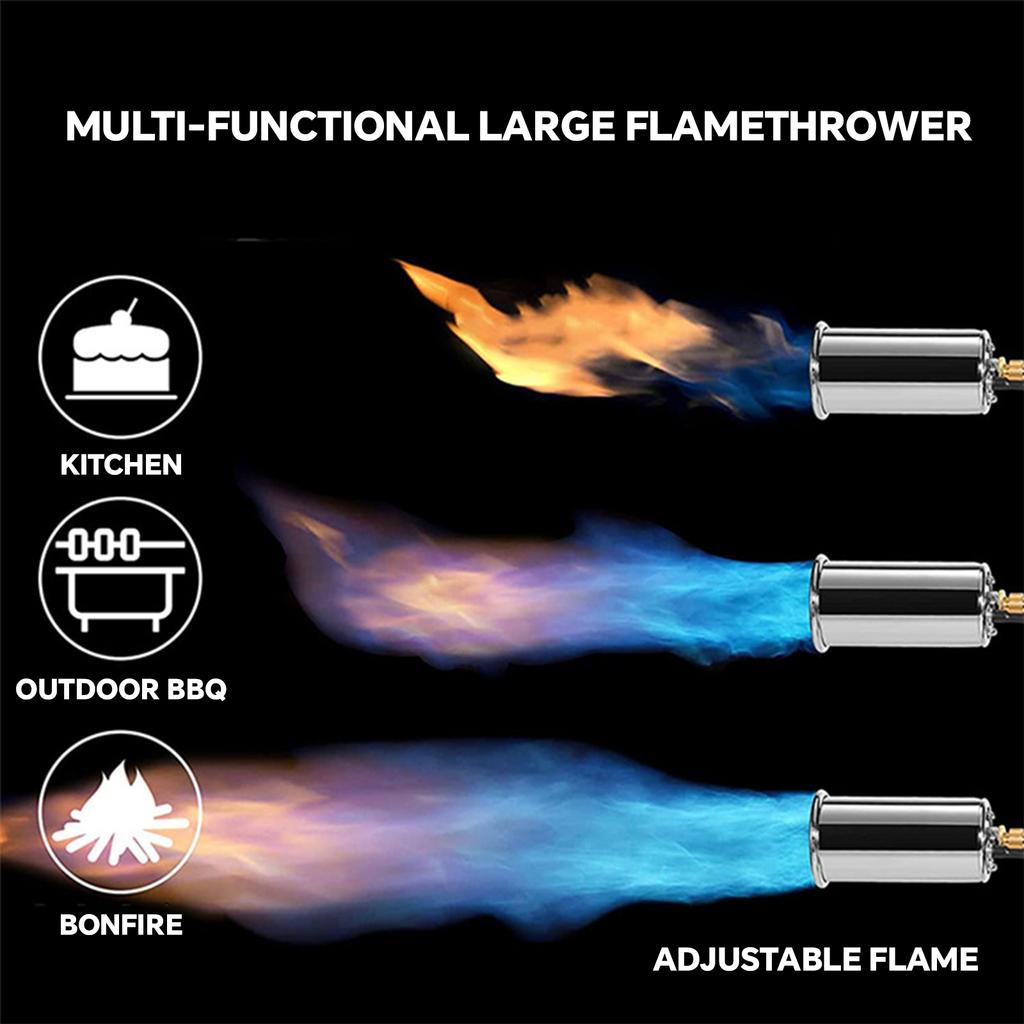 Torch Guns Adjustable Flame Thrower - One- Ignition Torch For Searing Steak, BBQ, Welding - Butane Tank Not Included