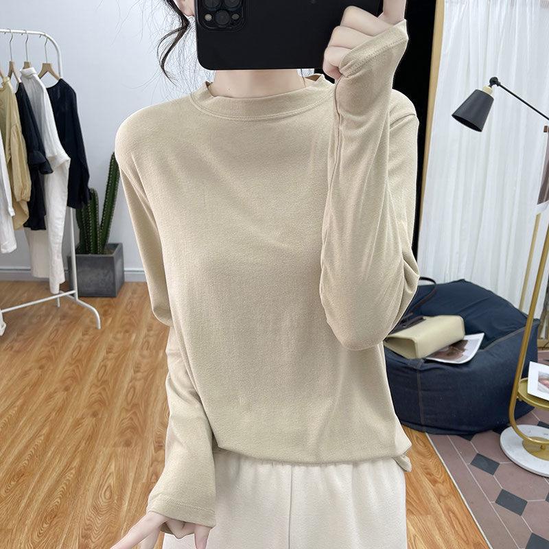 

Двусторонняя немецкая бархатная внутренняя рубашка осенне-зимняя новая большого размера с длинным рукавом полуводолазка модная свободная женская 4XL абрикосовый