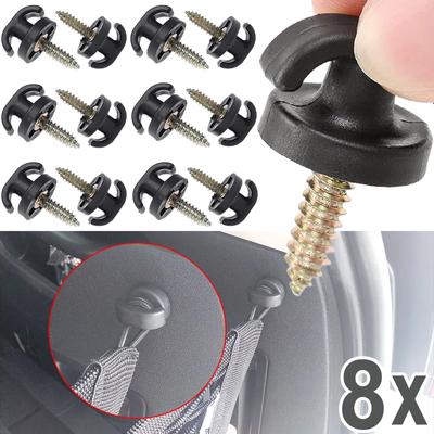 1/8pcs Black Car Cargo Net Tie Down Hooks Retainer Clips With Screws For Rear Trunk Envelope Cargo Tie Down Hook Ring Hanging