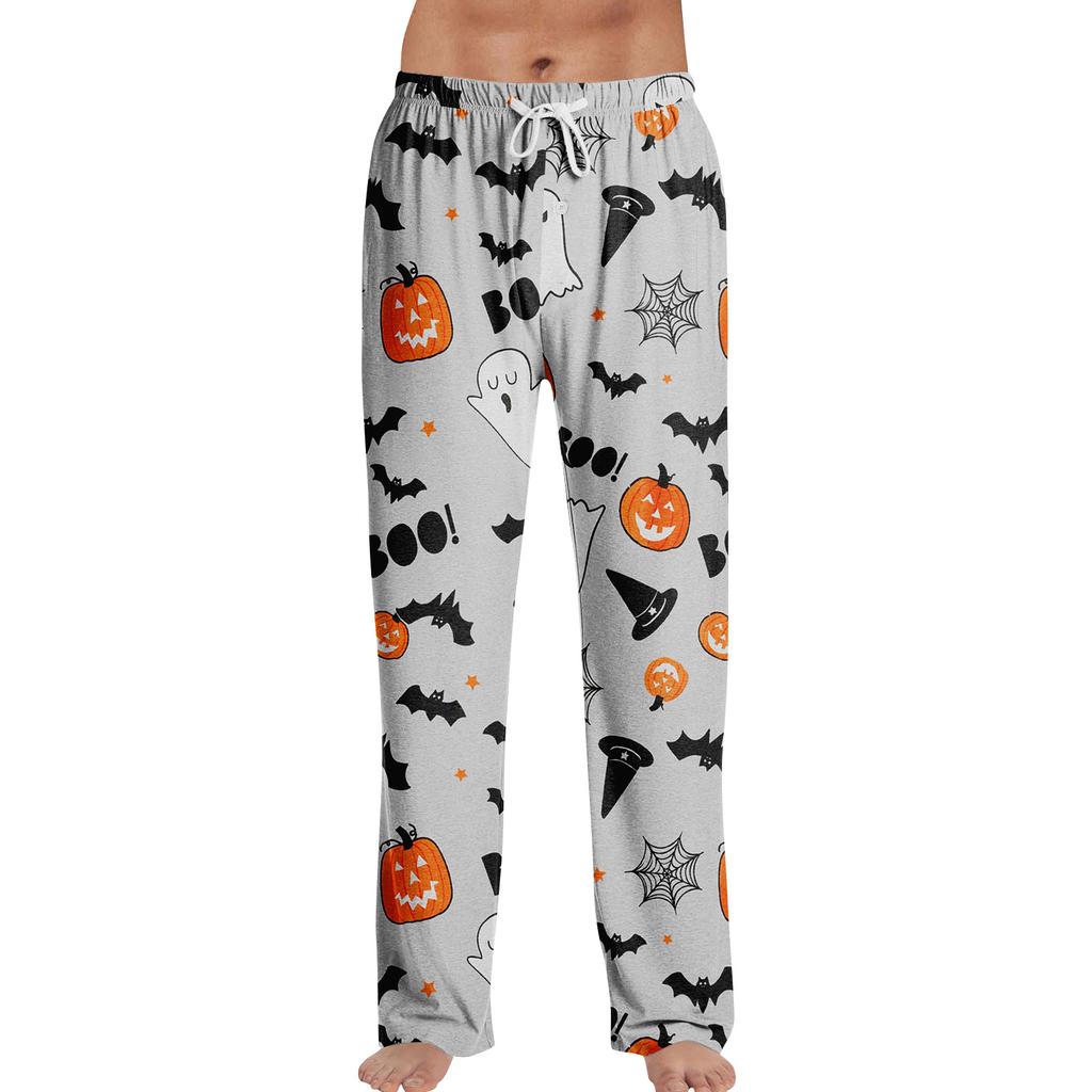 Men's Halloween Print Pajama Pants - Loose Fit Casual Sleep Pants for Home and Holiday Wear