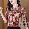 Woman Spring Summer Style Chiffon Blouses Shirts Lady Casual Stand Collar Half Sleeve Printed Blusas Tops