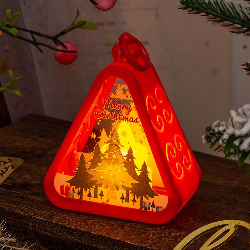 1pc Festival Lamp Xmas Gifts LED Party Scene Props Triangle Lantern Table Ornaments Christmas Mini Snowman Santa Claus