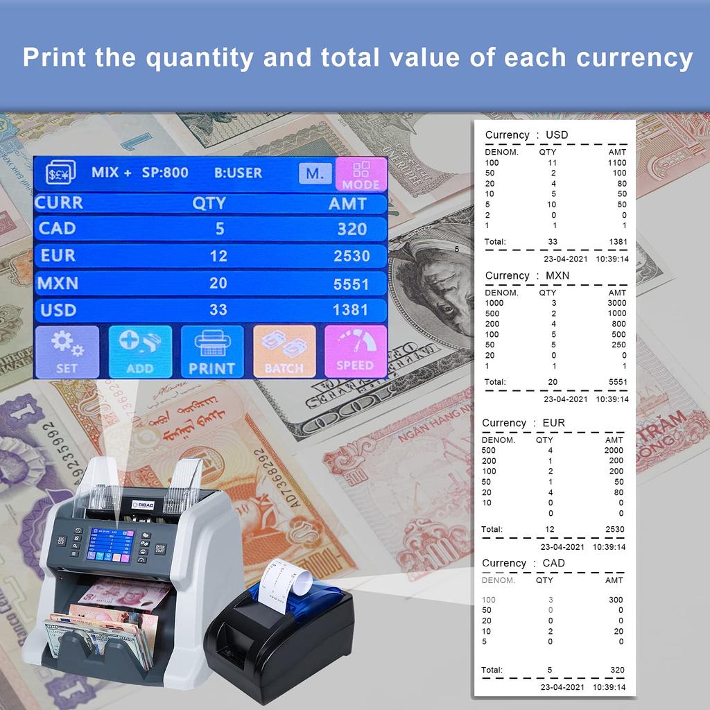 RIBAO RB-58-RP Thermal POS Printer, Receipt Printer for BC-55, BC-40, and BCS-160, Mixed Bill, Money Counter, 58mm USB Cash Drawer Interface, Not for