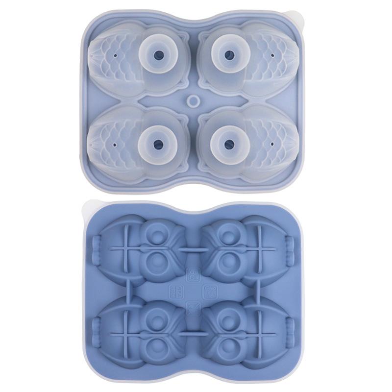 

4-Piece Owl Ice Ball Moulds Animal Ice Lattice Cat Head Food Grade Silicone Ice Cube Molds Home Kitchen Hotel Creative Tools