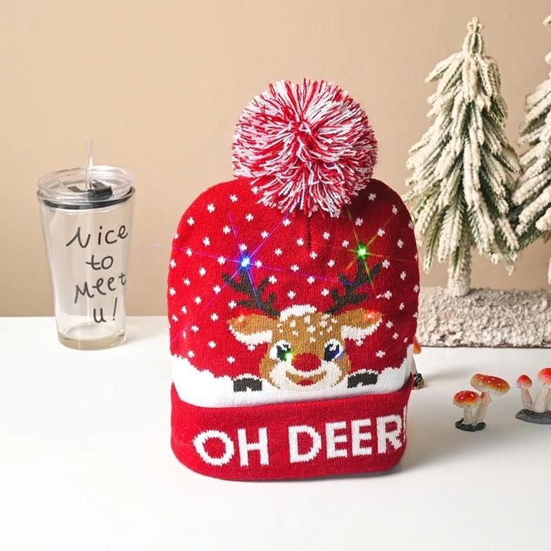 Christmas LED Knit Hat Light-Up Beanie for Men and Women Perfect for Holiday Parties Festive Glow Cap for Celebrations