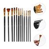 12Pcs/Set Nylon Hair Painting Brush Set Acrylic Materials Watercolor Gouache Oil Painting Brush Short Wood Rod Multi-functional