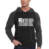 Men's Casual Hooded Drawstring Long Flag Print Sweatshirt With Pockets
