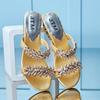 Summer new rhinestone sandals large size thick heel sandals fashionable outer wear one word medium heel women's shoes