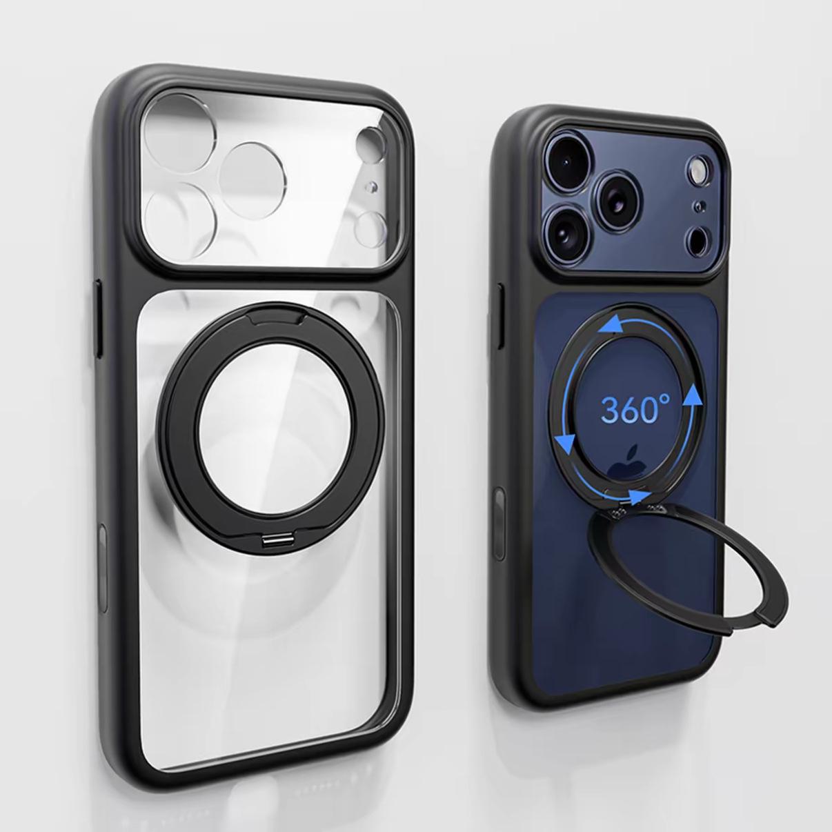 

iPhone 17 Pro Max Transparent 360° Magnetic Stand Case with Full Lens Protection iPhone 17 Pro Max чорний