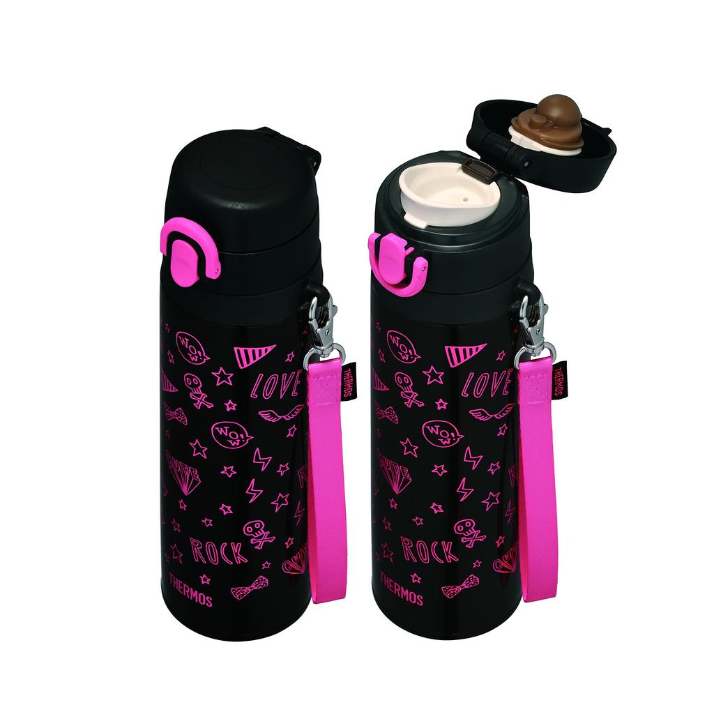 Thermos Wasserflasche Vakuumisoliert Mobiler Becher 550ml Schwarz Pink JNT-550 BK-P