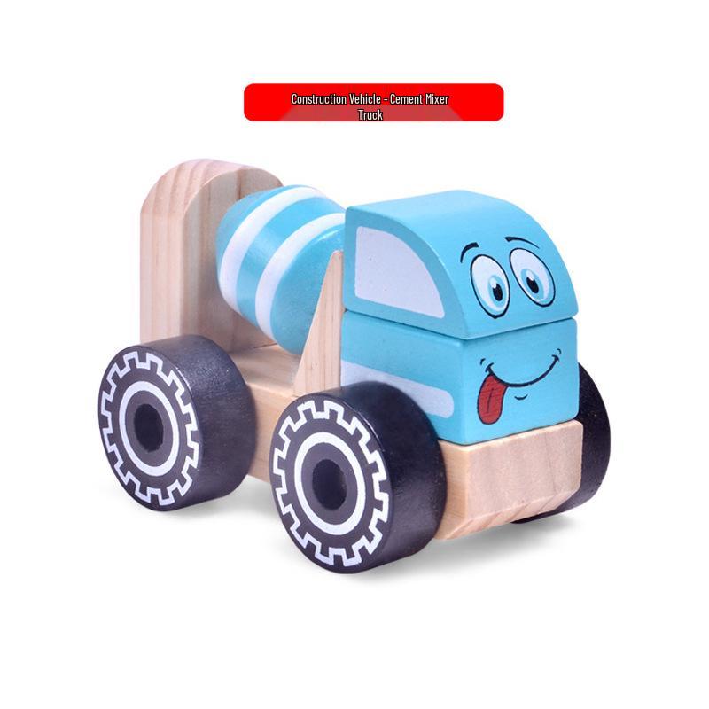 Children s Wooden Engineering Vehicle Building Blocks - Montessori Educational Car Models