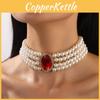 Multi Palace Elegant Layered Simulated Pearl Gemstone Necklace Neck Accessory