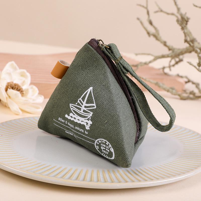 Zongzi Canvas Coin Purse - Cute Retro Korean Wallet & Key Holder Gift