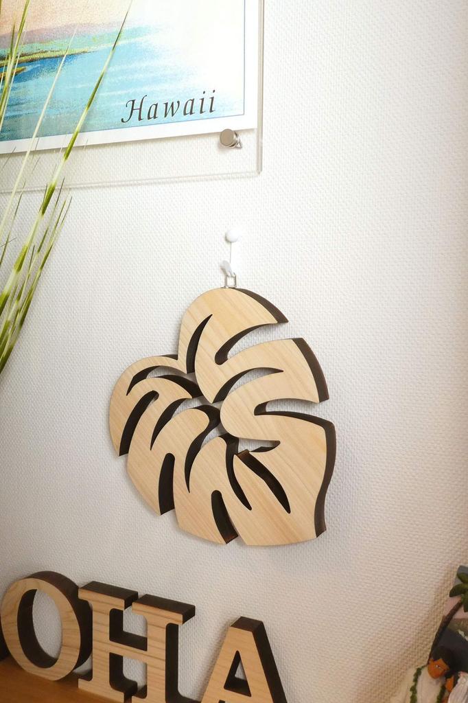 AndLaki Stylish Wooden Monstera Made In Japan from Domestic Natural Hinoki Cypress (AndLaki) Trivet, Trivet, Design, (Natural, Large)