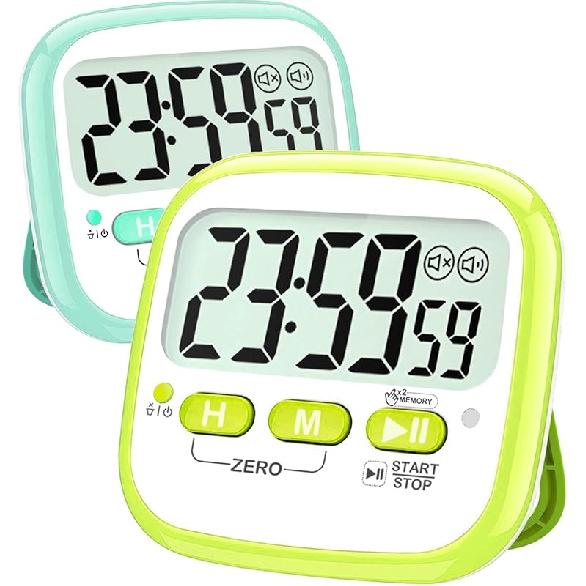 Antonki 2 Pack Classroom Timers for Kids Teachers, Magnetic Countdown Digital Kitchen Timer for Cooking, Study, Exercise, Games, Time Mangement - 2* Macaron Color ( 97%+ C