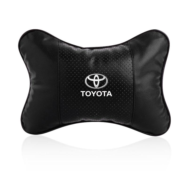1/2Pcs Leather Car Interior Seat Headrest Neck Pillow Car Accessories For Toyota GR Camry Corolla Yaris Chr Auris Avensis T25