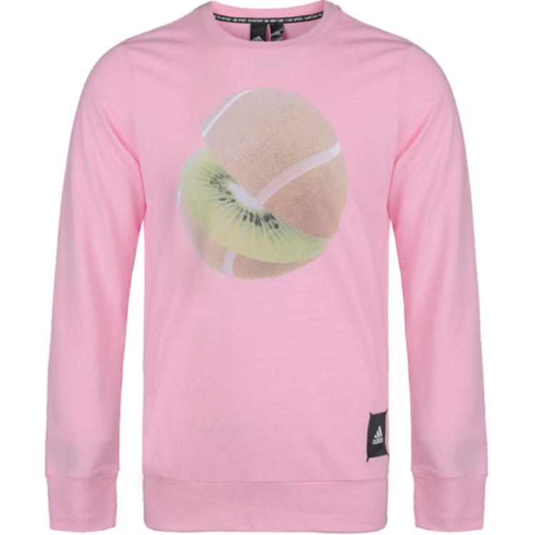 

adidas Men s Pink Tennis Kiwi Print Crew Sweatshirt FJ7571 XXL