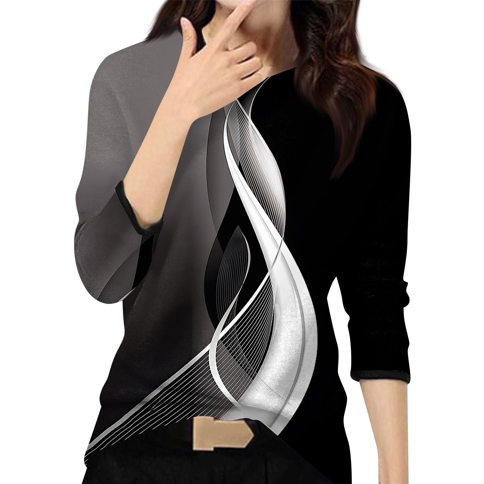 

Женский повседневный модный топ с цветными блоками и лоскутным узором, круглый вырез, длинный рукав, пуловер L чёрный