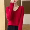 TIFICY Damenmode, lässig, Herbst/Winter, einfarbig, bedruckt, langärmelig, V-Ausschnitt