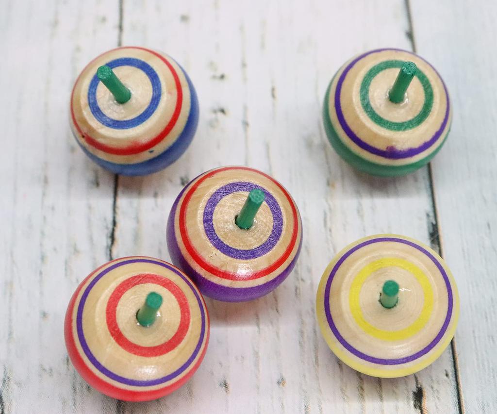 Traditional Wooden Spinning Set of 5 X 20 of for Commercial Use Tops, (Total 100)