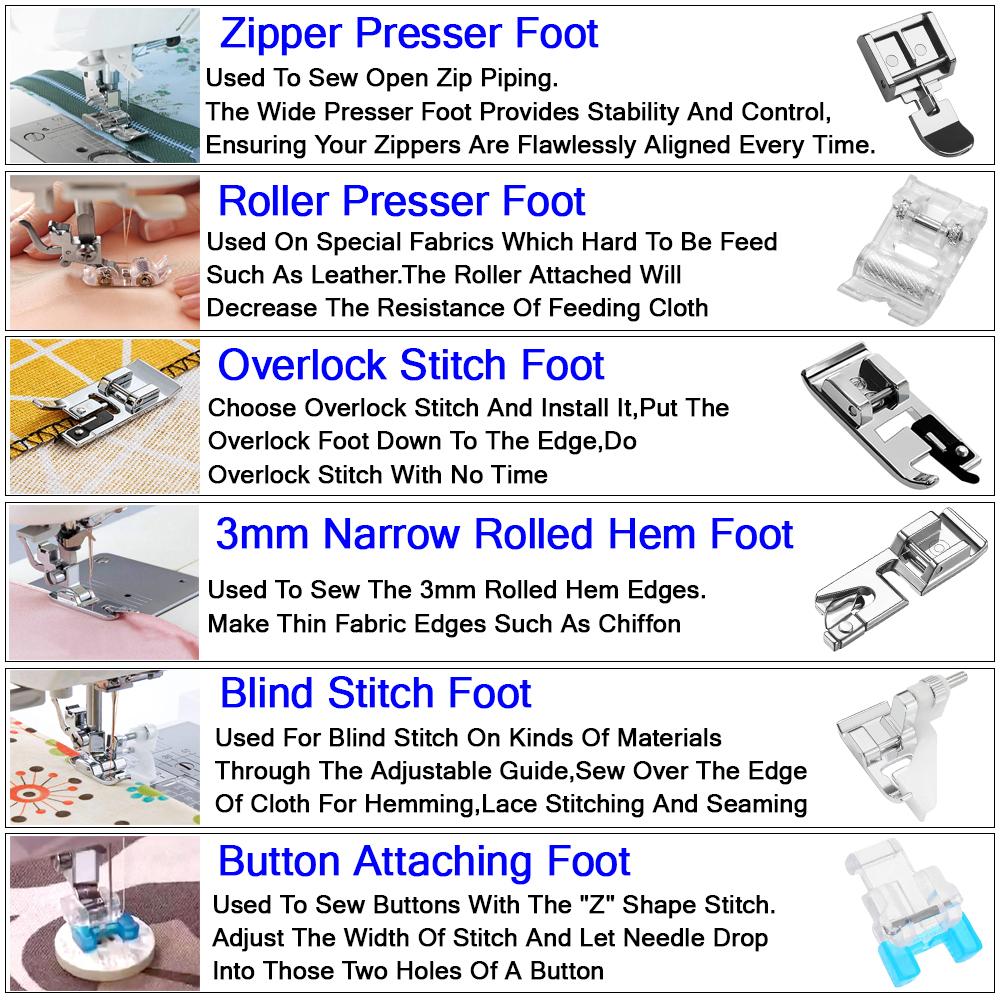 11 PCS Sewing Machine Presser Foot Set For Singer Brother Babylock Janome Snap On Low Shank Sewing Machine Accessories