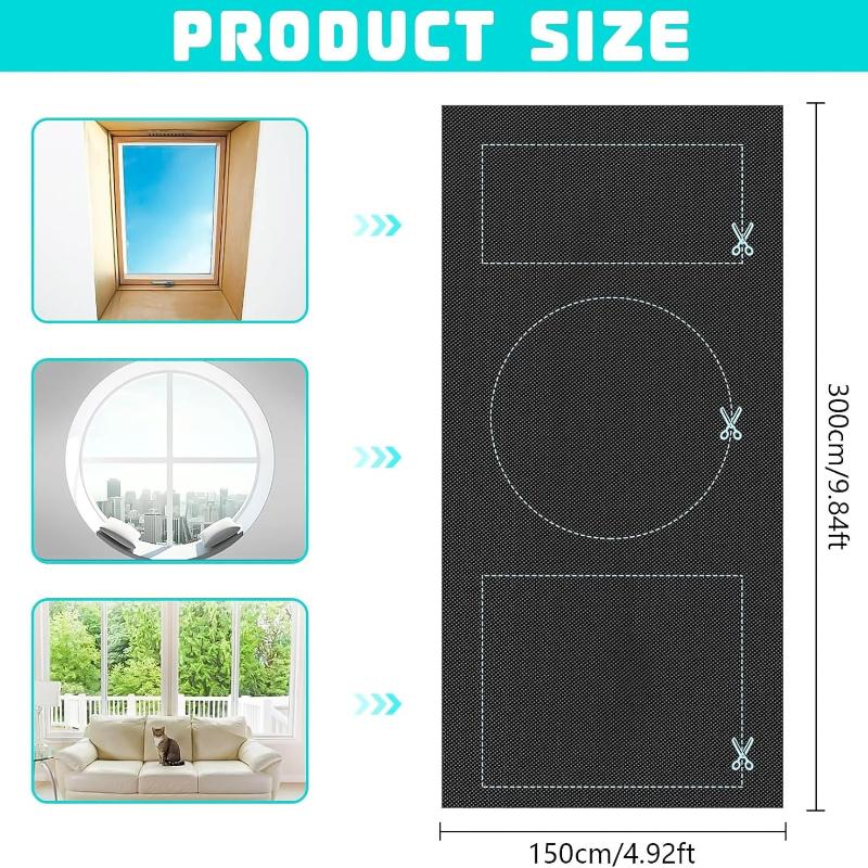 Store Occultant Sans Percage 300 X 150 Cm, Store Occultant Fenetre Tissu Occultant Avec Bande Velcro Autocollante, Pour Fenêtre De Toit Fenêtre