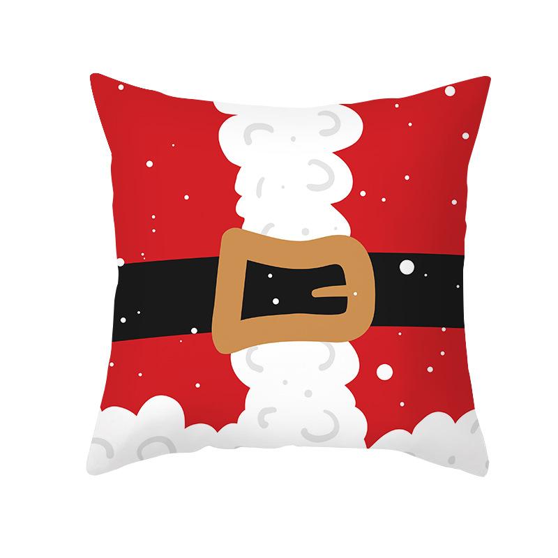 Nordic Style Christmas Pillow Cover Cartoon Print Santa Claus Cushion Cover Sofa Peach Skin Pillow Cover