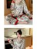Ice Silk Women's Mori Style Long Sleeve & Pants Floral Pajama Set