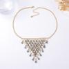 Bohemian Exquisite Light Luxury Inverted Triangular Tassel Grid Inlaid Zircon Pendant Necklace Sweater Chain Jewelry