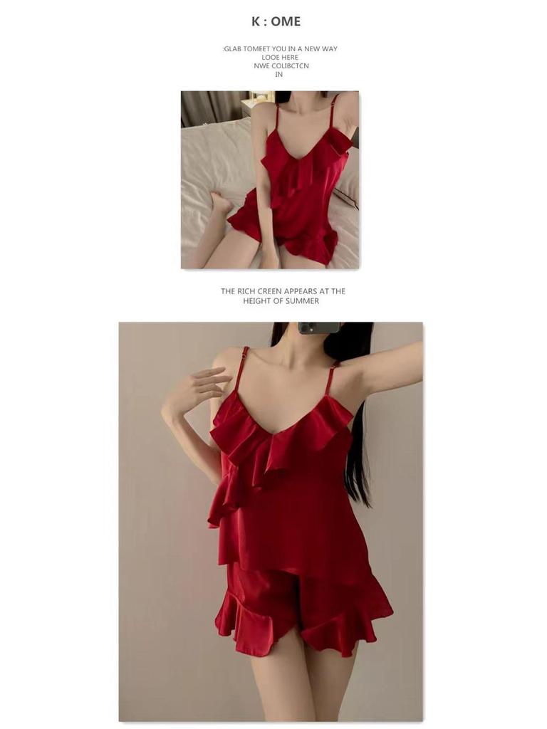 Damen Sommer Eis Seide Camisole & Shorts Zweiteiler - Trendige Loungewear