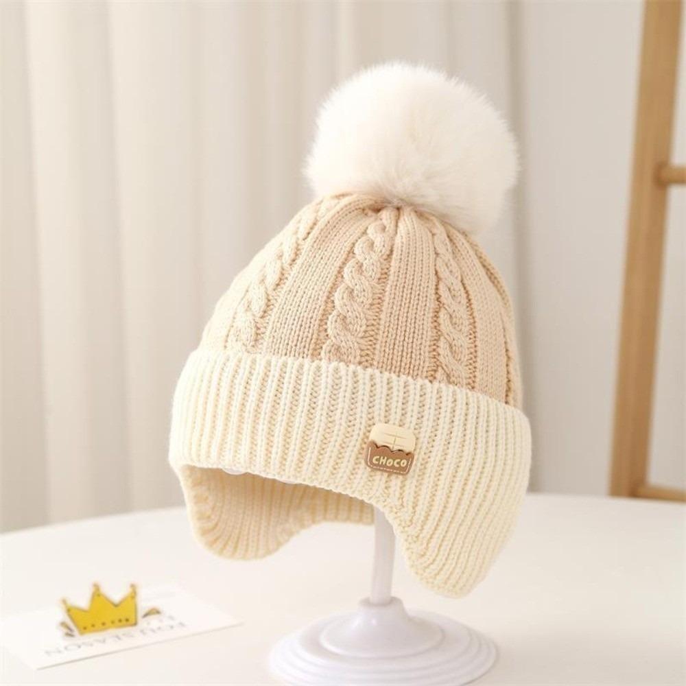 New Pompom Pullover Cap Warm Knitted Beanie Hat Coldproof Windproof Ear Protection Hat