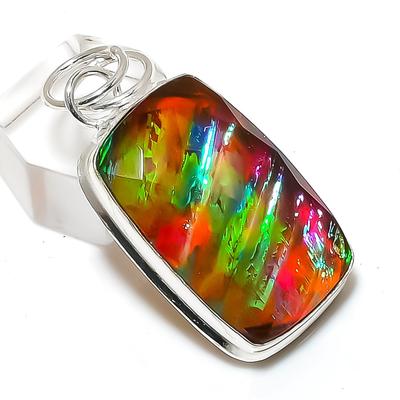Natural Dichroic Glass Gemstone 925 Sterling Silver Jewelry Pendant 1.89" n5V41
