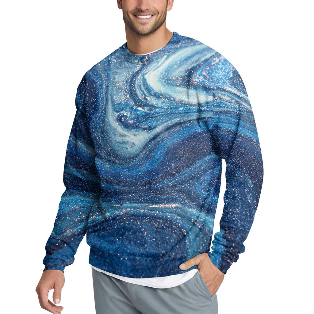 Men's Casual Fashion Printed Round Neck Pullover Sweatshirt
