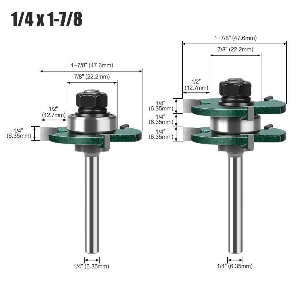6mm 1/4in 1/2in 3-Tooth T-Mortise Router Bit Square Tooth Mortise  Router Bit Square Tooth Mortise Milling Cutter Tool Drilling