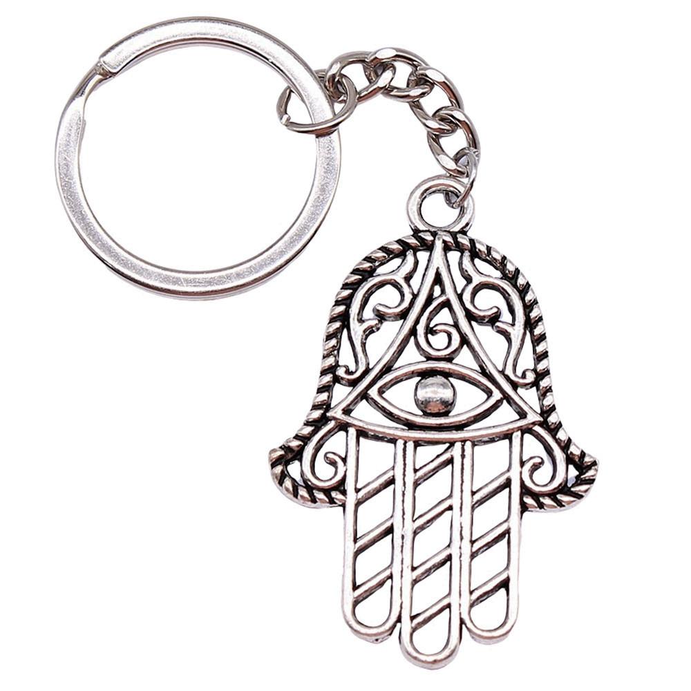 Hamsa Hand Charm Keychain Evil Eye Protection Key Ring 28mm Ring