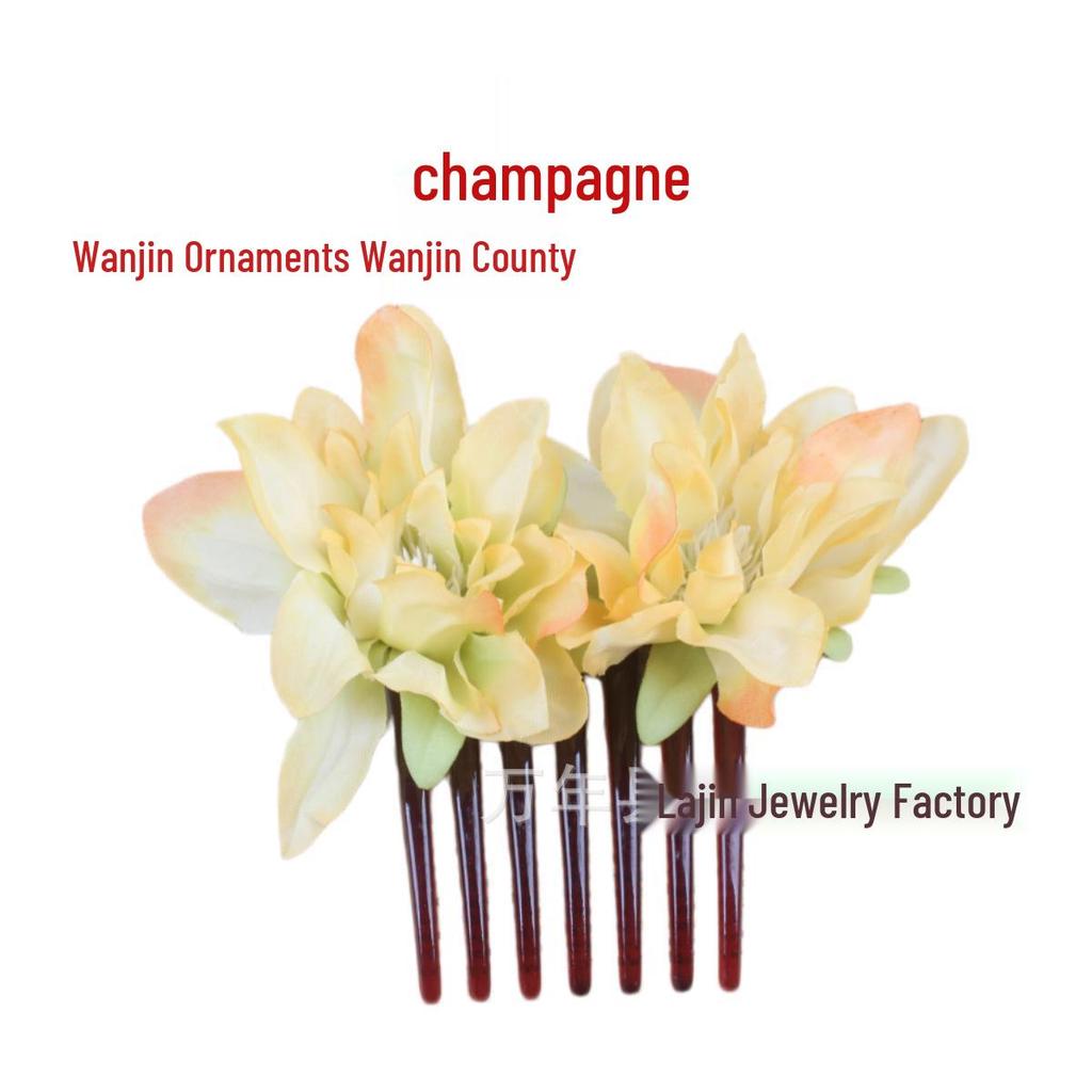 Retro Bridal Flower Hair Comb - Wedding Headdress, Updo Hairpin, Hanfu Accessories, Multiple Colors Available