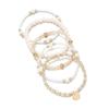 5Pcs Alloy Stretch Bracelets Resin Vacation Jewelry Gift Elegant Beaded Bracelet Set  for Women