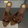 Eilyken Ciabatte Estive da Donna Moda Punta Aperta Tacchi Alti Sottili Scarpe Stile di Strada Stripper Party Ciabatte Zapatos De Mujer