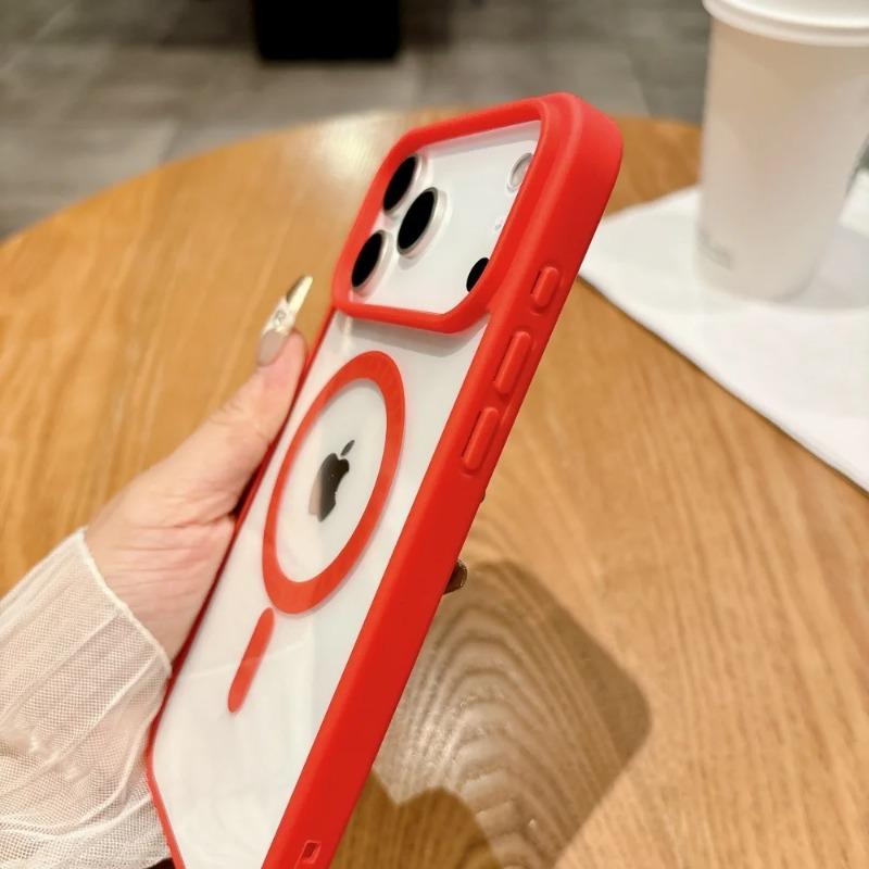 Simple Magnetic Case for iPhone 17 Air 17Pro Max 16e 15 Plus 14 13 12 mini 11 Pro Max Magsafe Clear Wireless Charge Back Cover