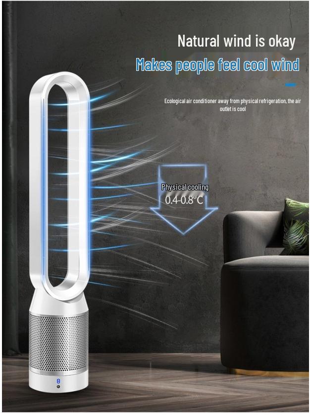42" Bladeless Tower Fan & Air Purifier, Silent Design with Remote, 110V UK Plug