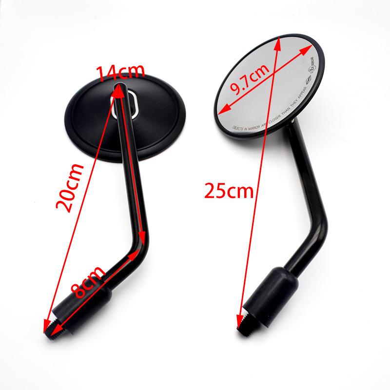 Retro Round 10mm Right-Hand Thread Motorcycle Rearview Mirror with Iron Rod for M10