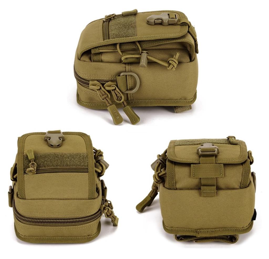 Liten gjenstandsoppbevaring tilgjengelig i 5 utendørs skulder hofte avslappet midje mørkebrun kamuflasje [PHOENIX IKKI] Liten, praktisk, veske, sykkelmonterbar,