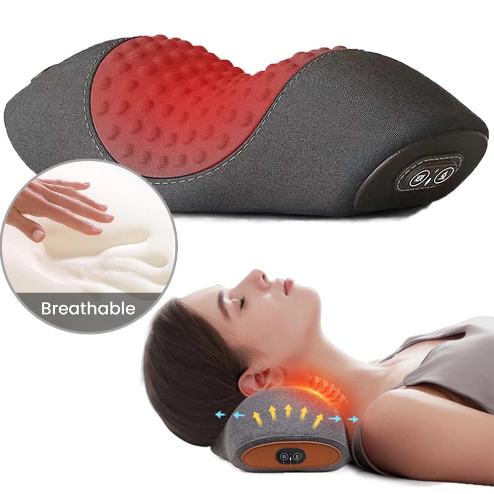 Electric Neck Massage Pillow Heating and Vibration Neck Massager Back Cervical Traction Relax Sleeping Memory Foam Spine Support