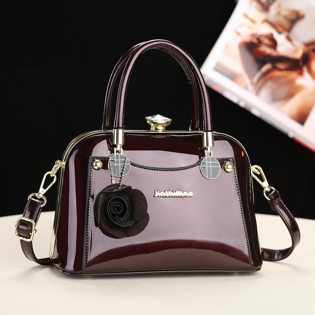 2026 handbag versatile temperament new bright leather hanshi women's messenger bag women's bag shoulder bag women's bag