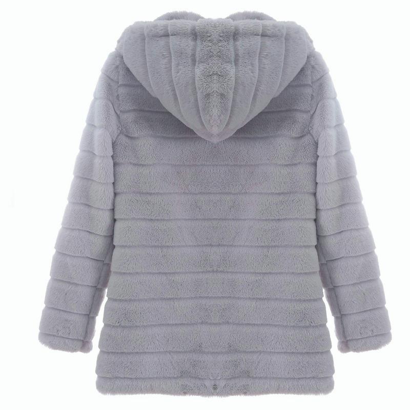 Zimowe damskie dorywczo z długim rękawem Solidne kardigany Fuzzy Fleece Outwear Faux Fur Hooded Kieszenie